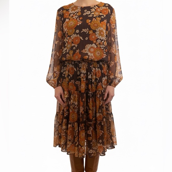 ruched long sleeve dress midi Plus Size Ruched Long Sleeve Midi Dress